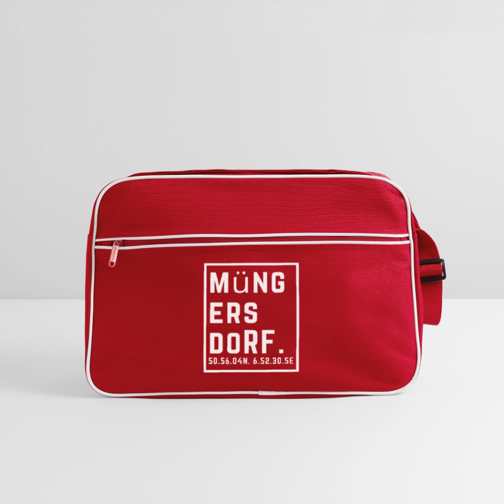 Müngersdorf Koordinaten (Druck) - Retro Tasche - Rot/Weiß