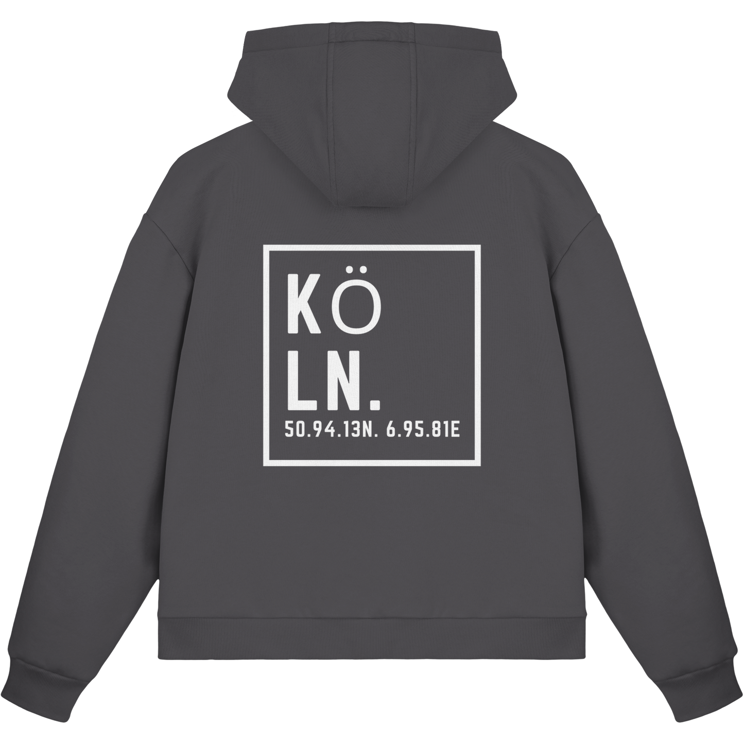 Köln Koordinaten (großer Druck auf dem Rücken) - Fluffy Boxcut Zipper