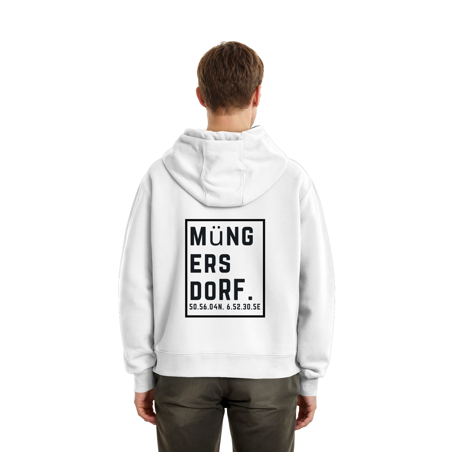 Müngersdorf Koordinaten (großer Druck auf dem Rücken) - Fluffy Boxcut Zipper