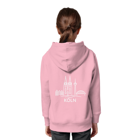 Köln Skyline (großer Druck auf dem Rücken) - Kids Organic Hoodie