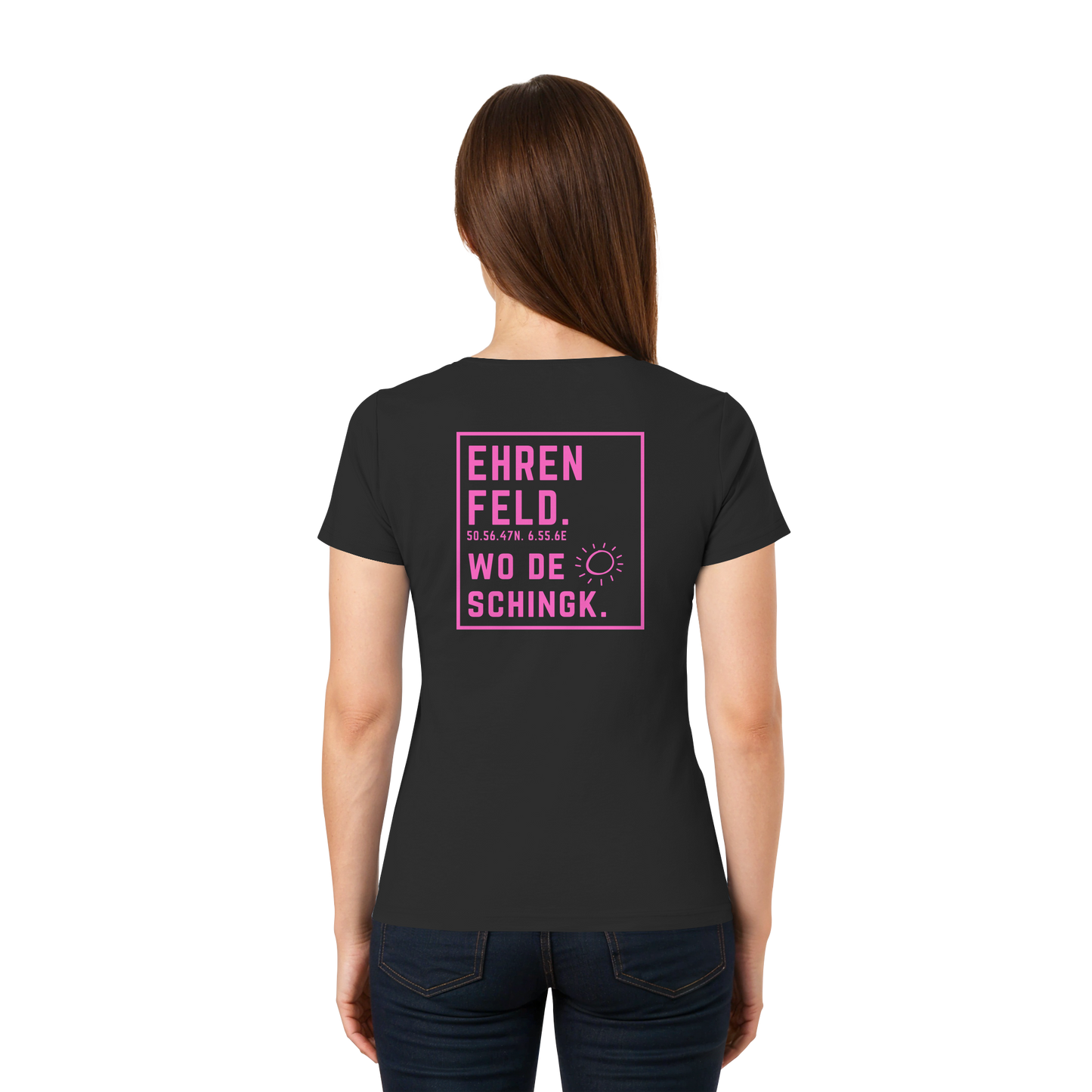 Wo de Sonn schingk - Ehrenfeld Druck Rücken - Ladies V-Neck Shirt