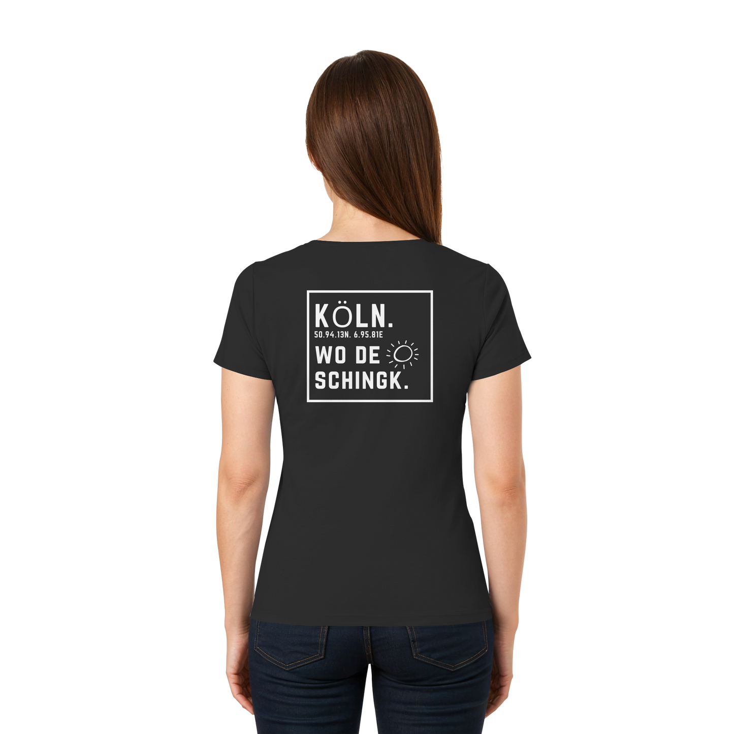 Wo de Sonn schingk - Köln Druck Rücken - Ladies V-Neck Shirt