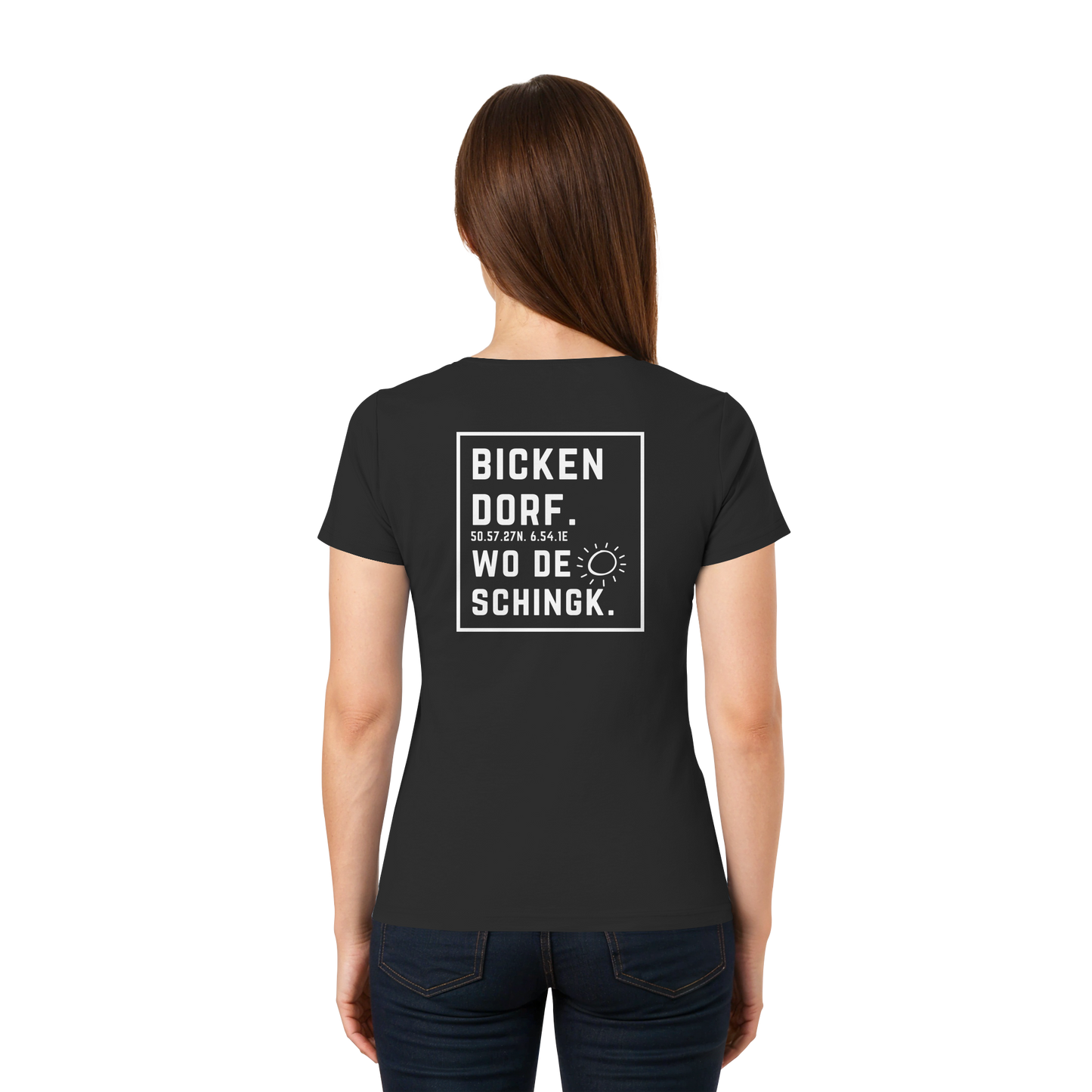 Wo de Sonn schingk - Bickendorf Druck Rücken - Ladies V-Neck Shirt