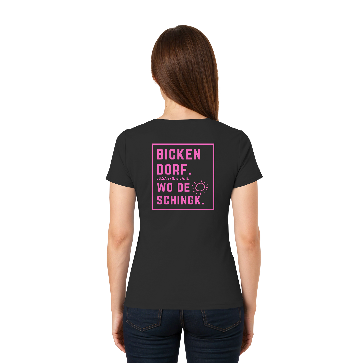 Wo de Sonn schingk - Bickendorf Druck Rücken - Ladies V-Neck Shirt