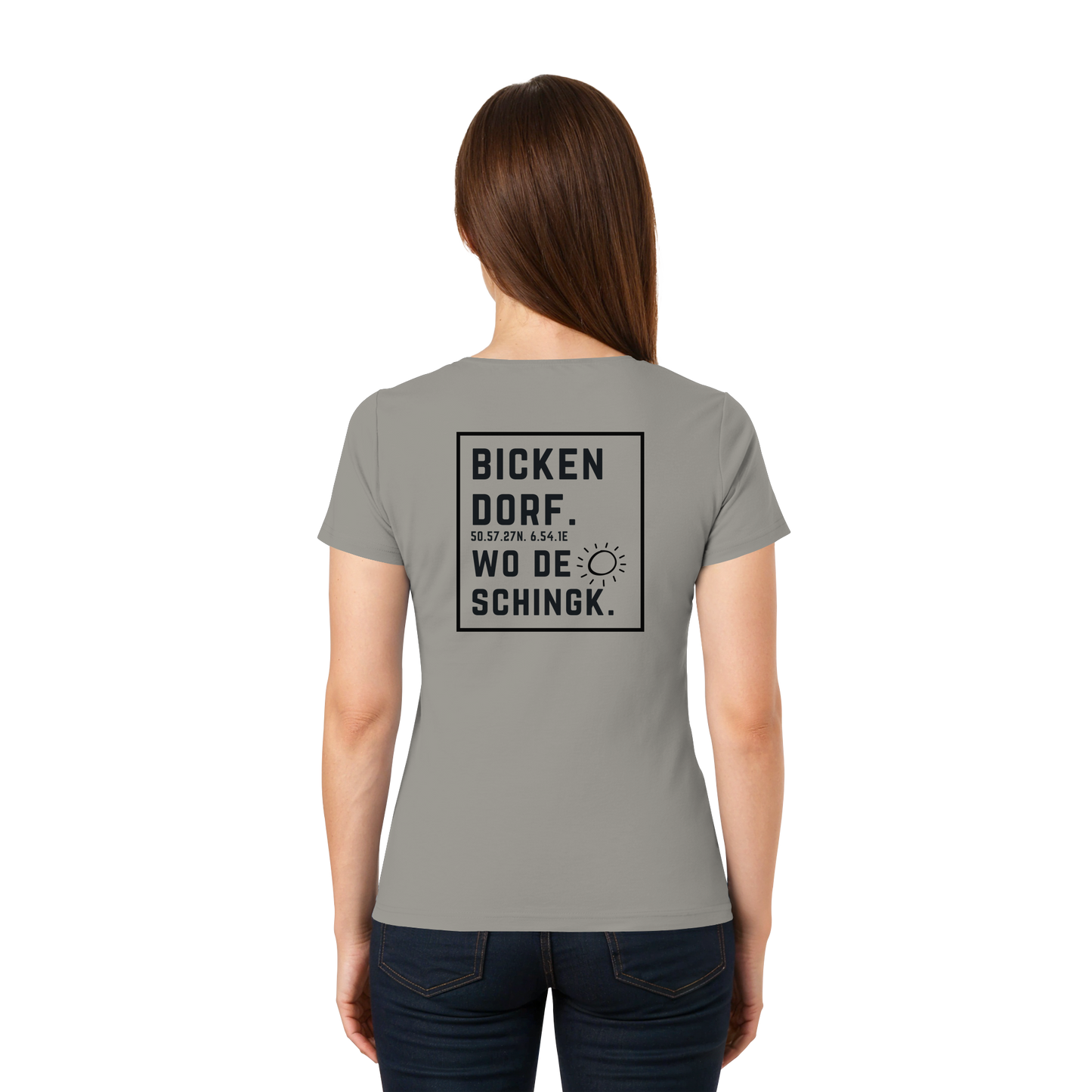 Wo de Sonn schingk - Bickendorf Druck Rücken - Ladies V-Neck Shirt