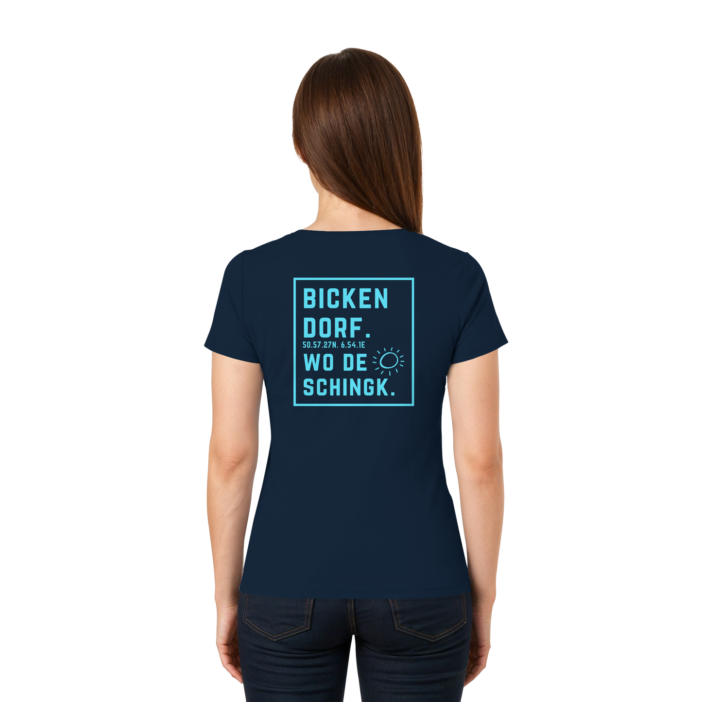 Wo de Sonn schingk - Bickendorf Druck Rücken - Ladies V-Neck Shirt