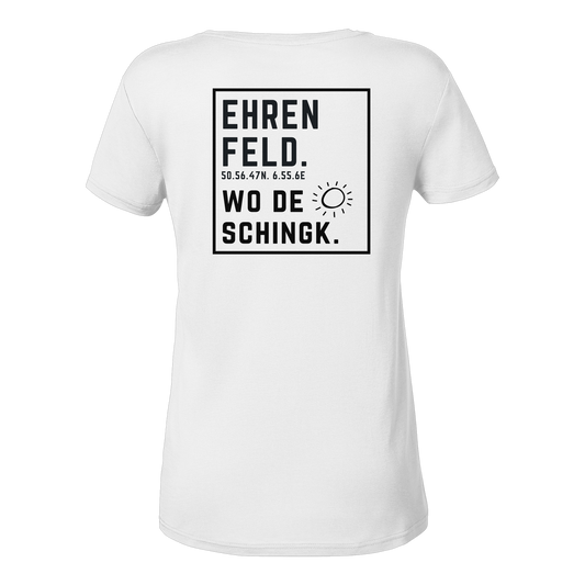 Wo de Sonn schingk - Ehrenfeld Druck Rücken - Ladies V-Neck Shirt
