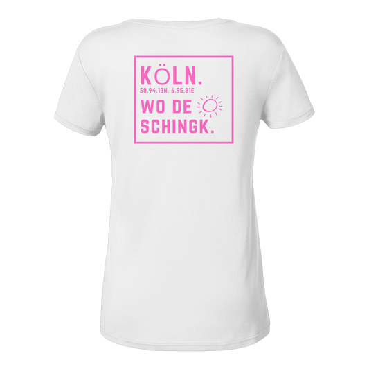 Wo de Sonn schingk - Köln Druck Rücken - Ladies V-Neck Shirt