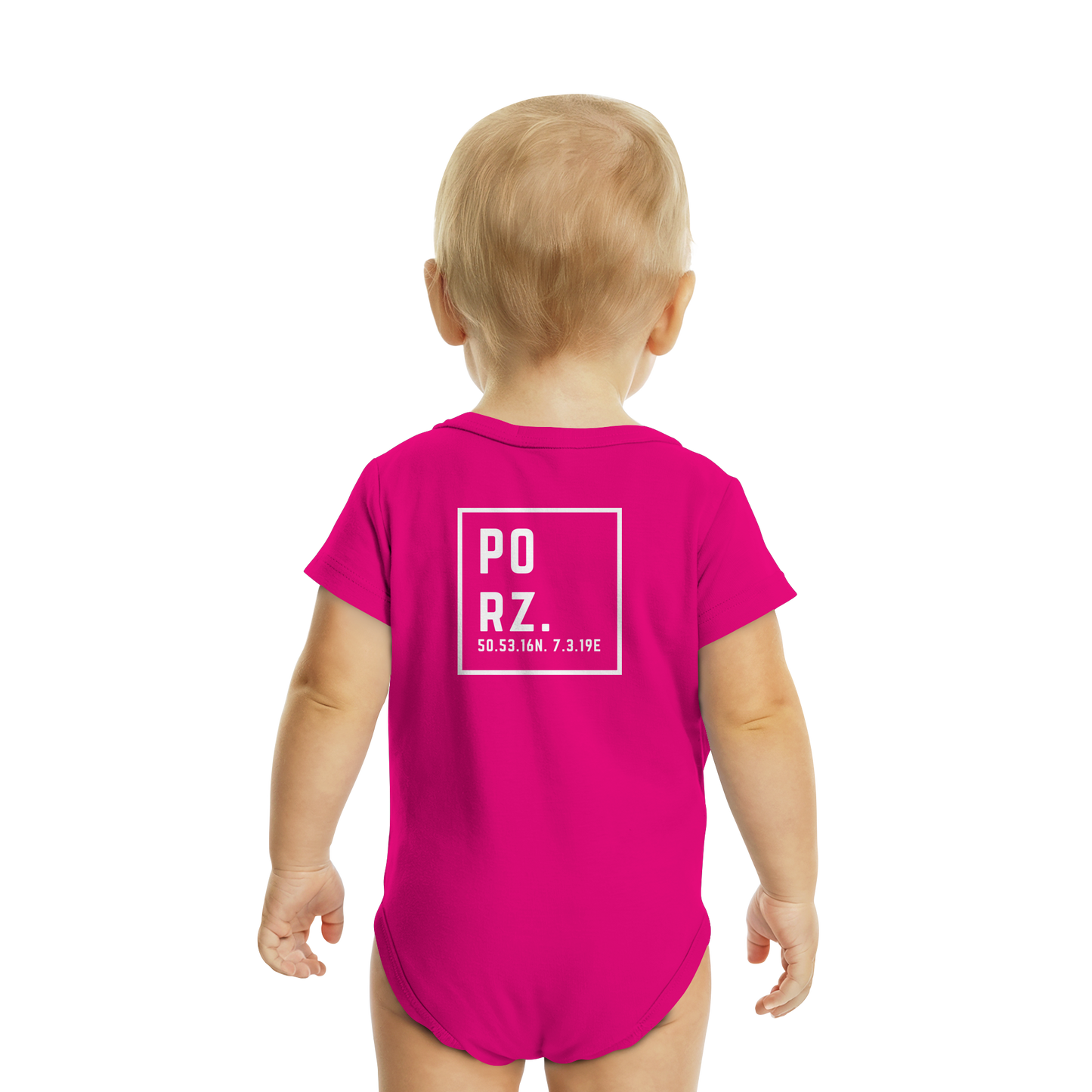 Porz Koordinaten (großer Druck Rücken) - Organic Baby Bodysuit