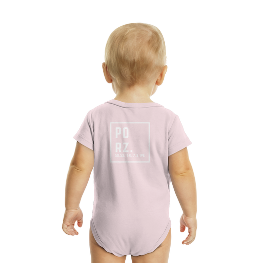 Porz Koordinaten (großer Druck Rücken) - Organic Baby Bodysuit