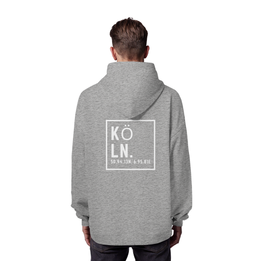 Köln Koordinaten (großer Druck auf dem Rücken) - Organic Oversize Hoodie