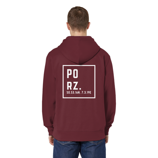 Porz Koordinaten (großer Druck Rücken) Organic Relaxed Zipper