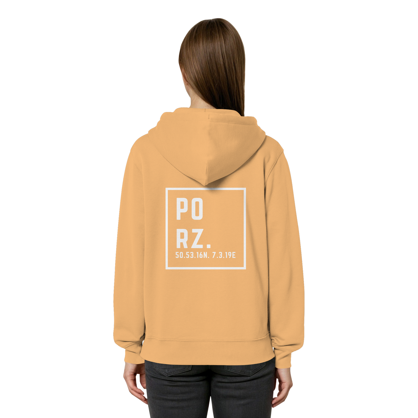 Porz Koordinaten (großer Druck Rücken) Organic Relaxed Zipper