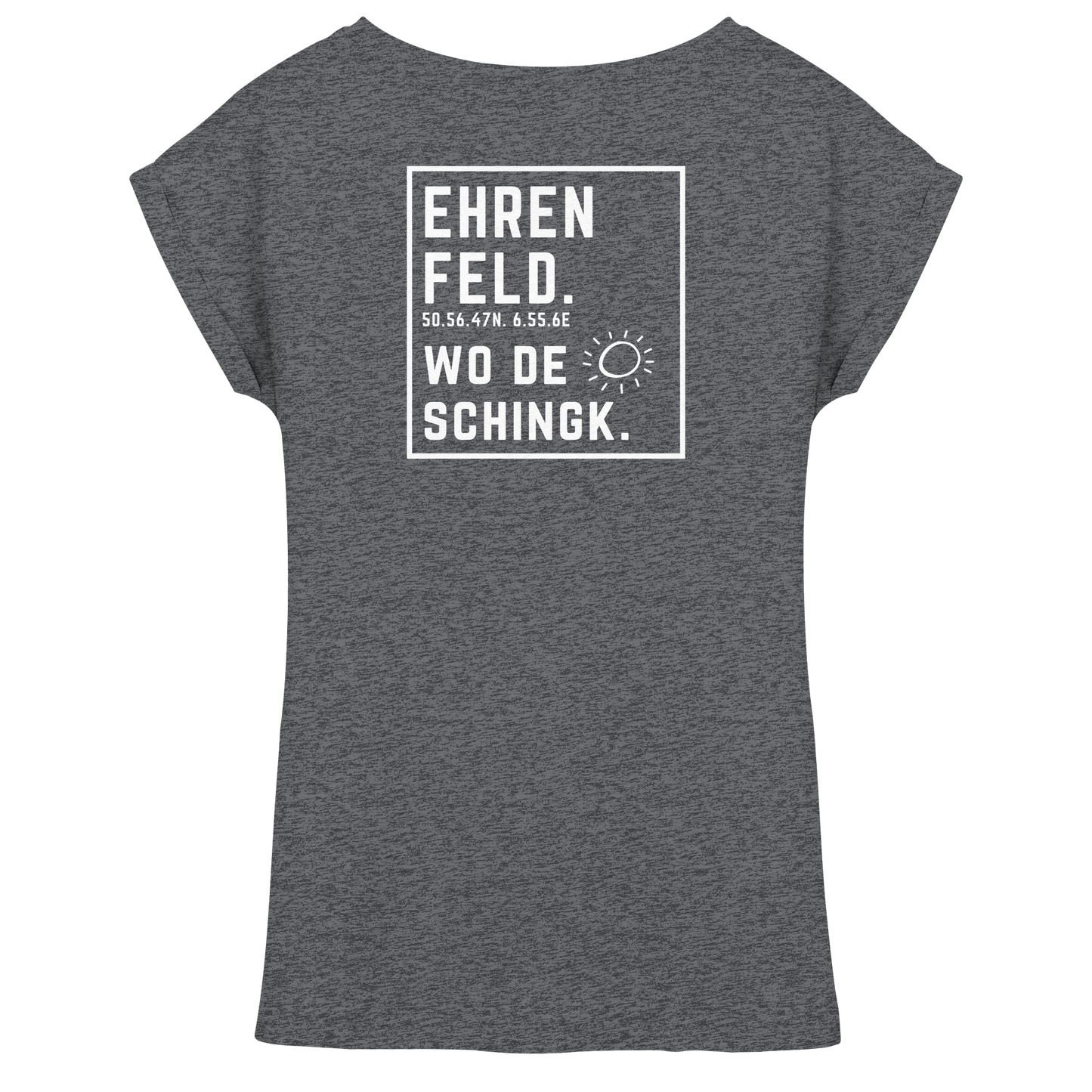 Wo de Sonn schingk - Ehrenfeld Druck Rücken - Womens Extended Shoulder T-Shirt