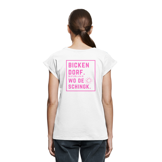 Wo de Sonn schingk - Bickendorf Druck Rücken - Womens Extended Shoulder T-Shirt