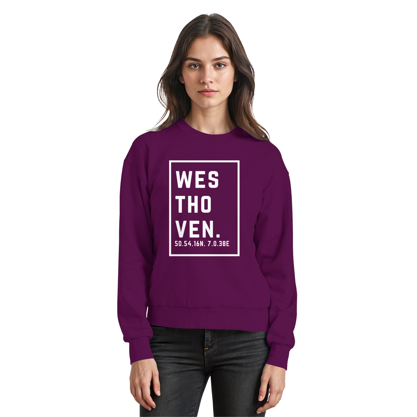 Westhoven Koordinaten (großer Druck auf der Brust) - Basic Sweatshirt