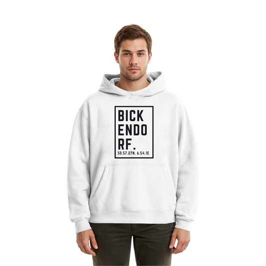 Bickendorf Koordinaten (großer Druck auf der Brust) - Fluffy Boxcut Hoodie
