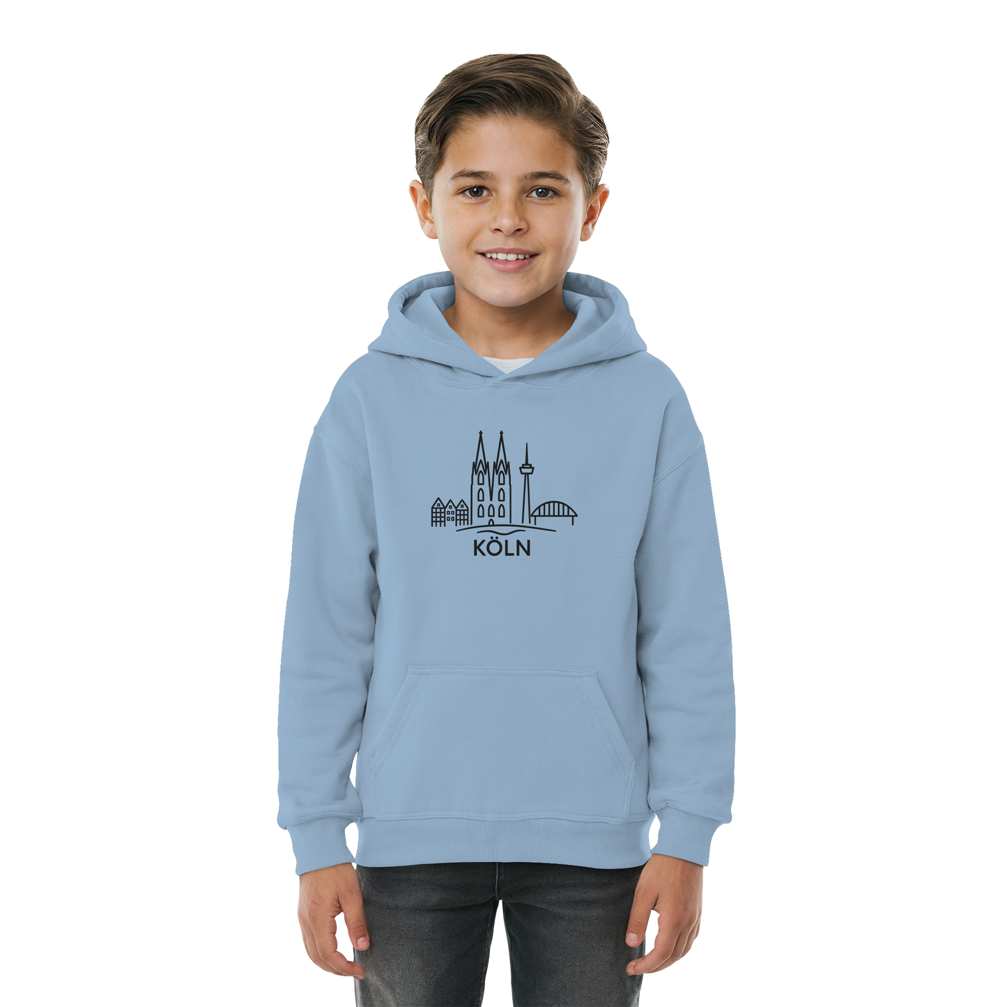 Köln Skyline (großer Druck auf der Brust) - Kids Basic Hoodie