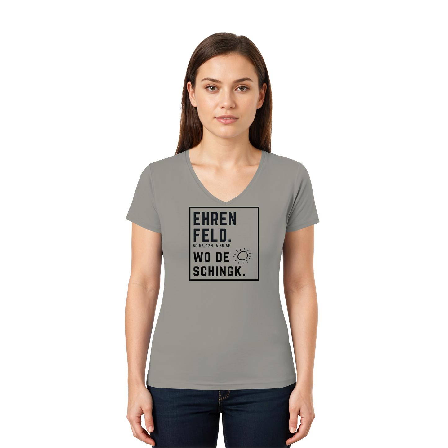 Wo de Sonn schingk - Ehrenfeld Druck - Ladies V-Neck Shirt