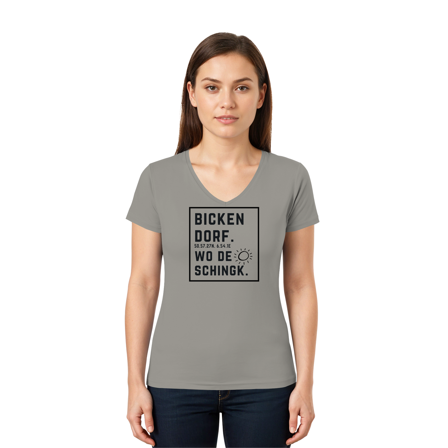 Wo de Sonn schingk - Bickendorf Druck - Ladies V-Neck Shirt