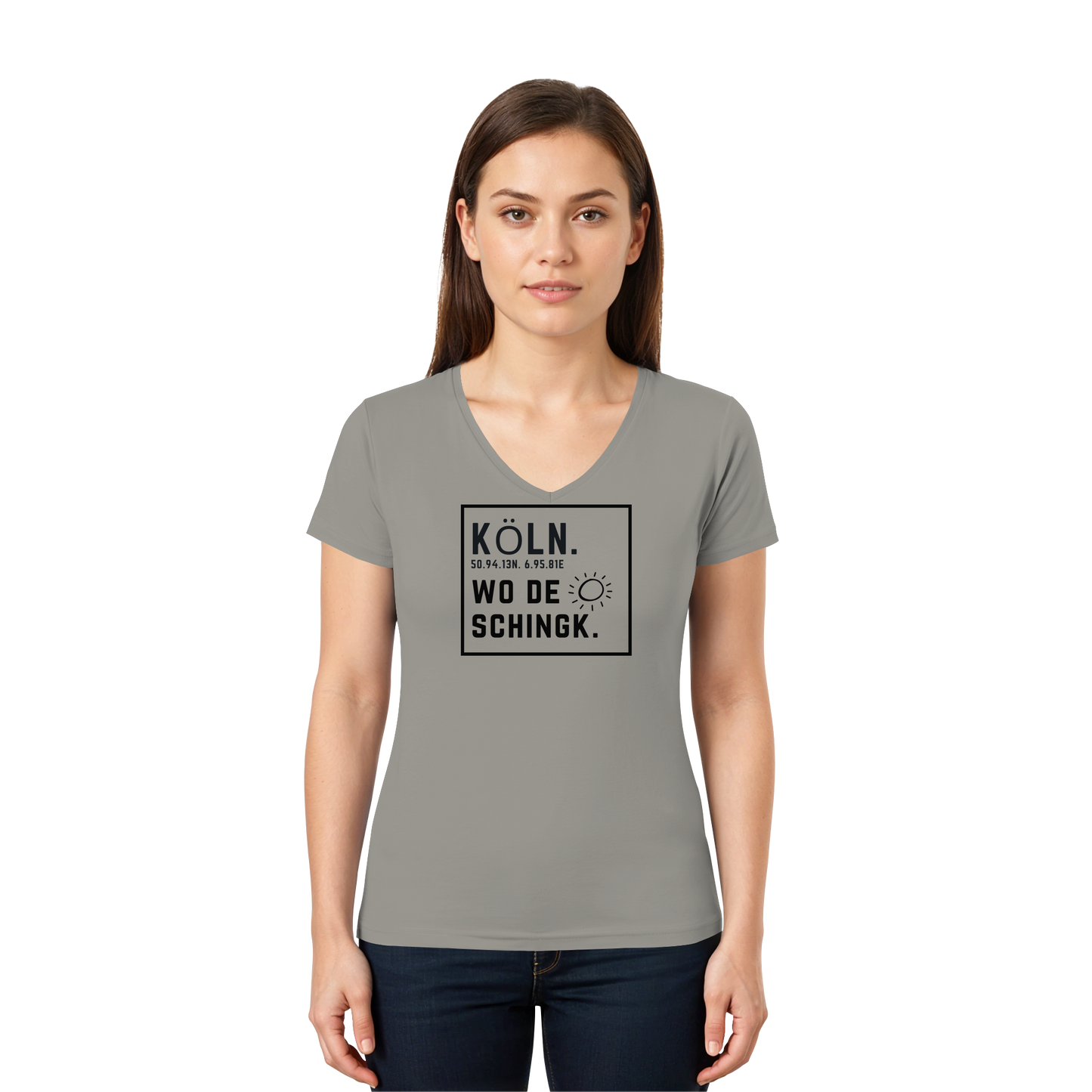 Wo de Sonn schingk - Köln Druck - Ladies V-Neck Shirt