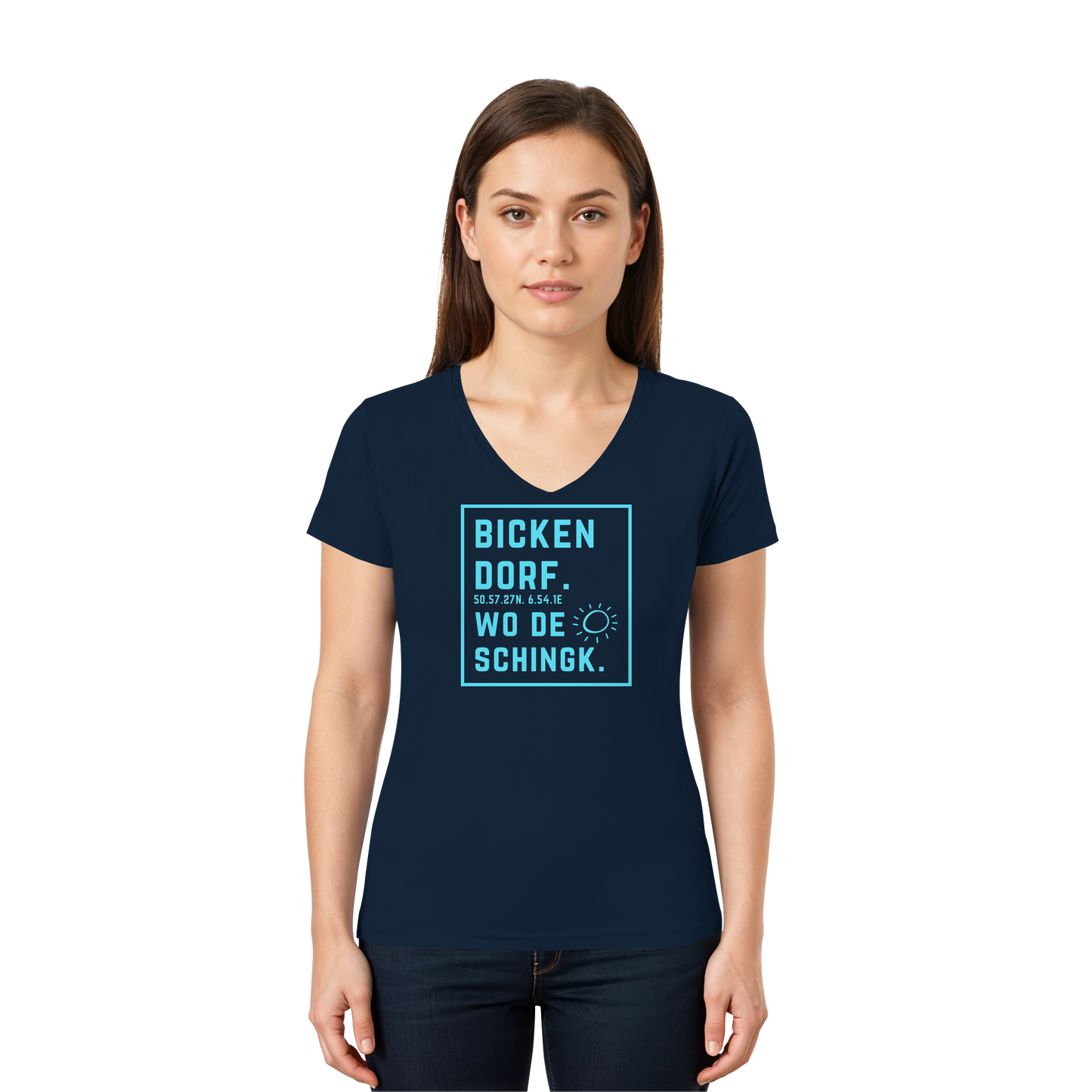 Wo de Sonn schingk - Bickendorf Druck - Ladies V-Neck Shirt