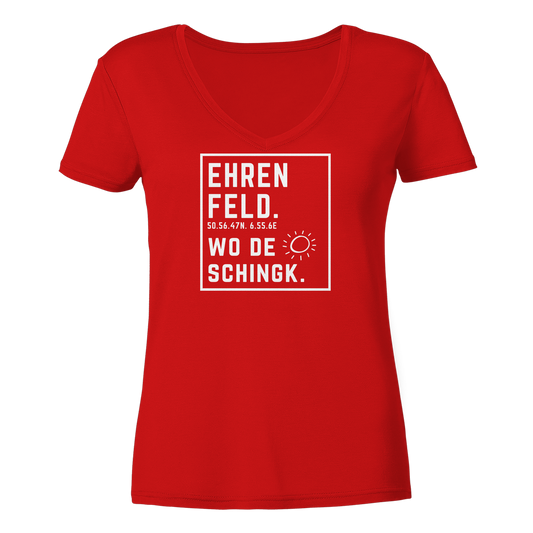 Wo de Sonn schingk - Ehrenfeld Druck - Ladies V-Neck Shirt