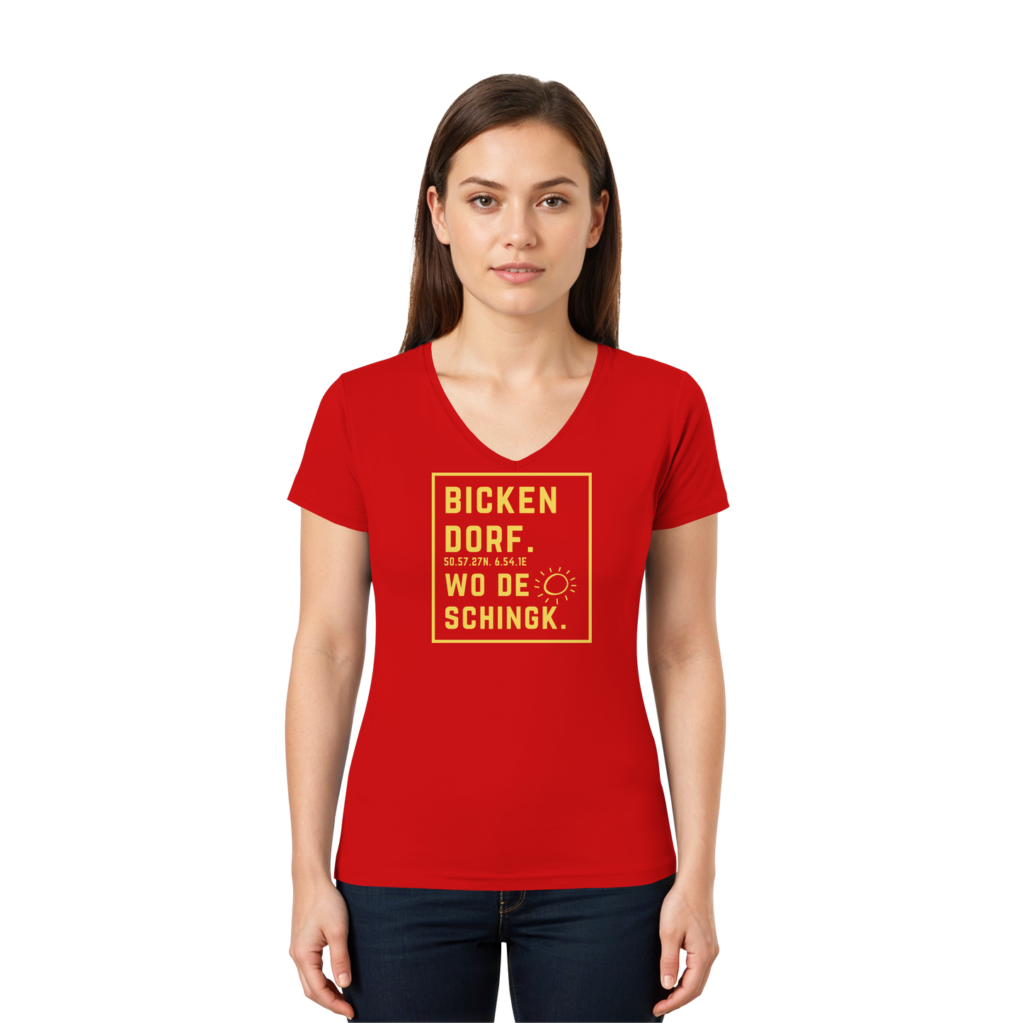 Wo de Sonn schingk - Bickendorf Druck - Ladies V-Neck Shirt