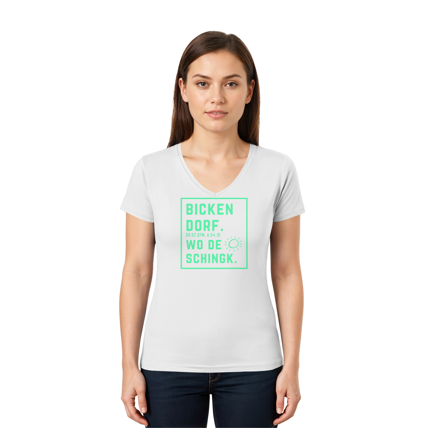 Wo de Sonn schingk - Bickendorf Druck - Ladies V-Neck Shirt