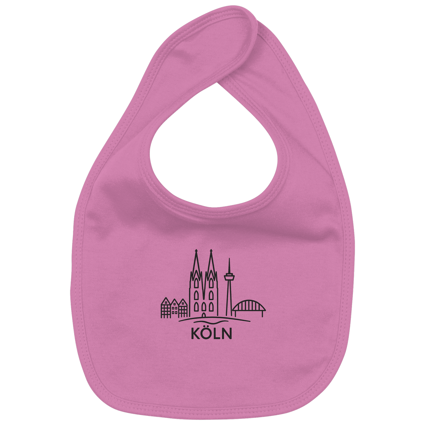Köln Skyline (großer Druck auf der Brust) - Organic Baby-Lätzchen