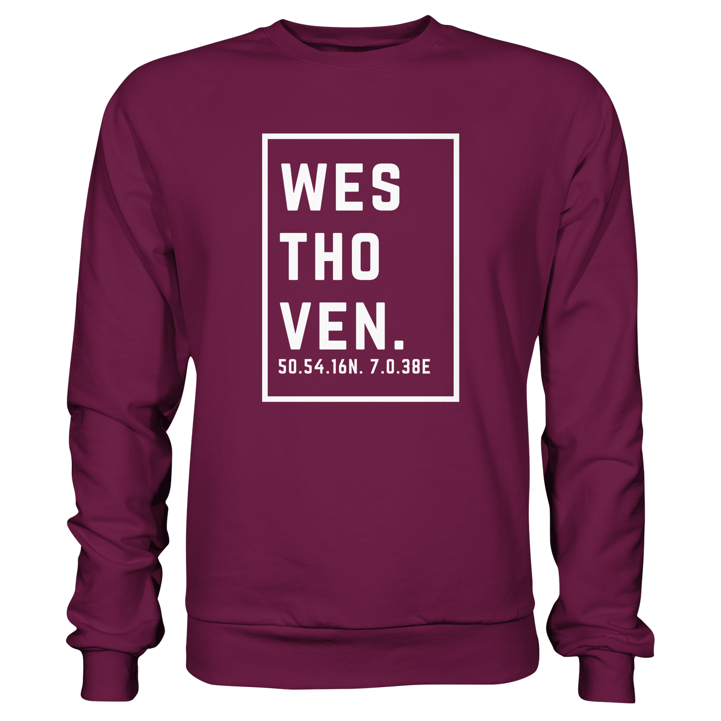Westhoven Koordinaten (großer Druck auf der Brust) - Premium Sweatshirt