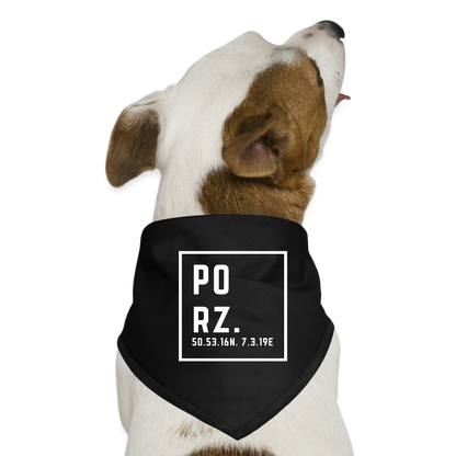 Porz Koordinaten (Druck) - Hunde-Bandana - Schwarz
