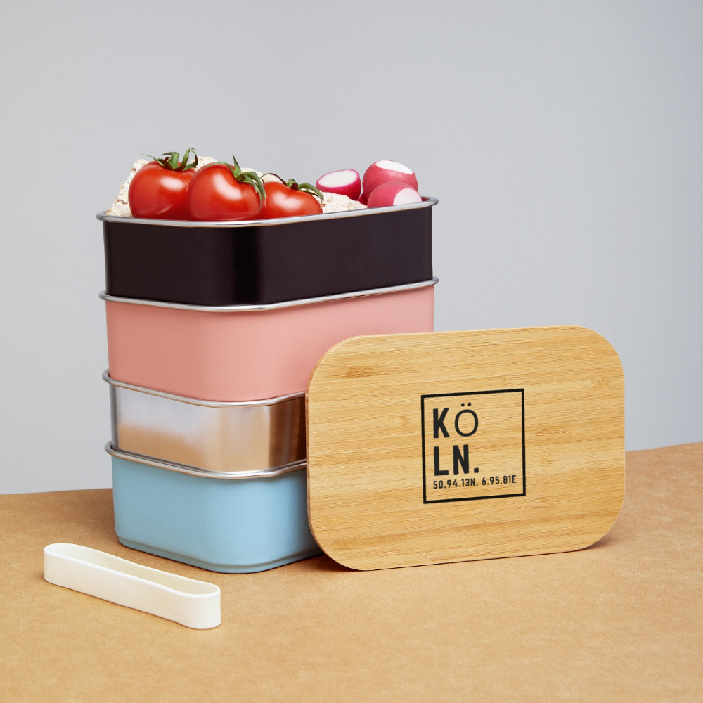 Köln Koordinaten (Druck) - Lunch Box - Schwarz