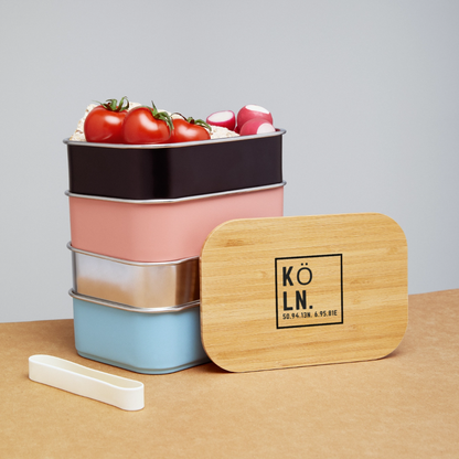 Köln Koordinaten (Druck) - Lunch Box - Schwarz