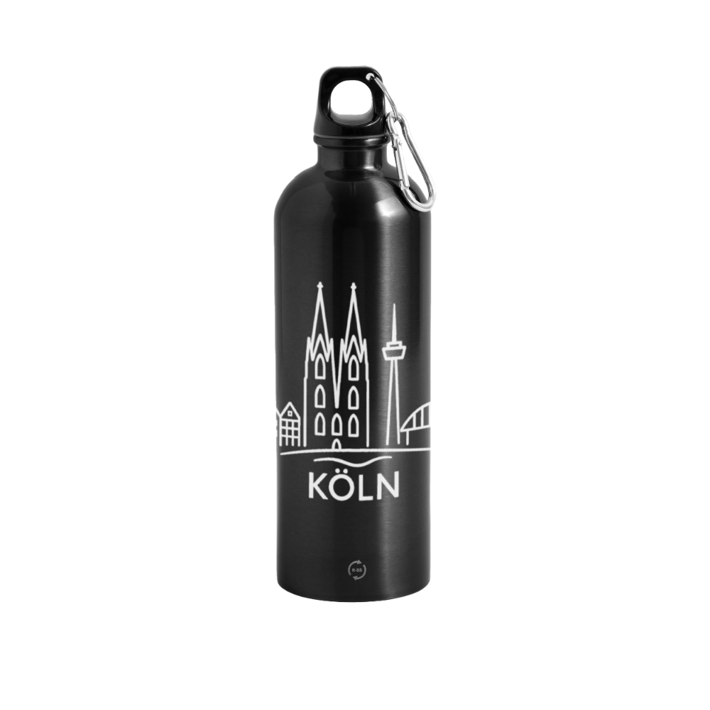 METALLIC Karabiner Wasserflasche 750 ml - Schwarz