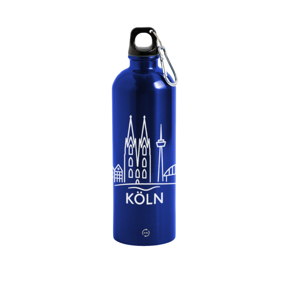 METALLIC Karabiner Wasserflasche 750 ml - Königsblau