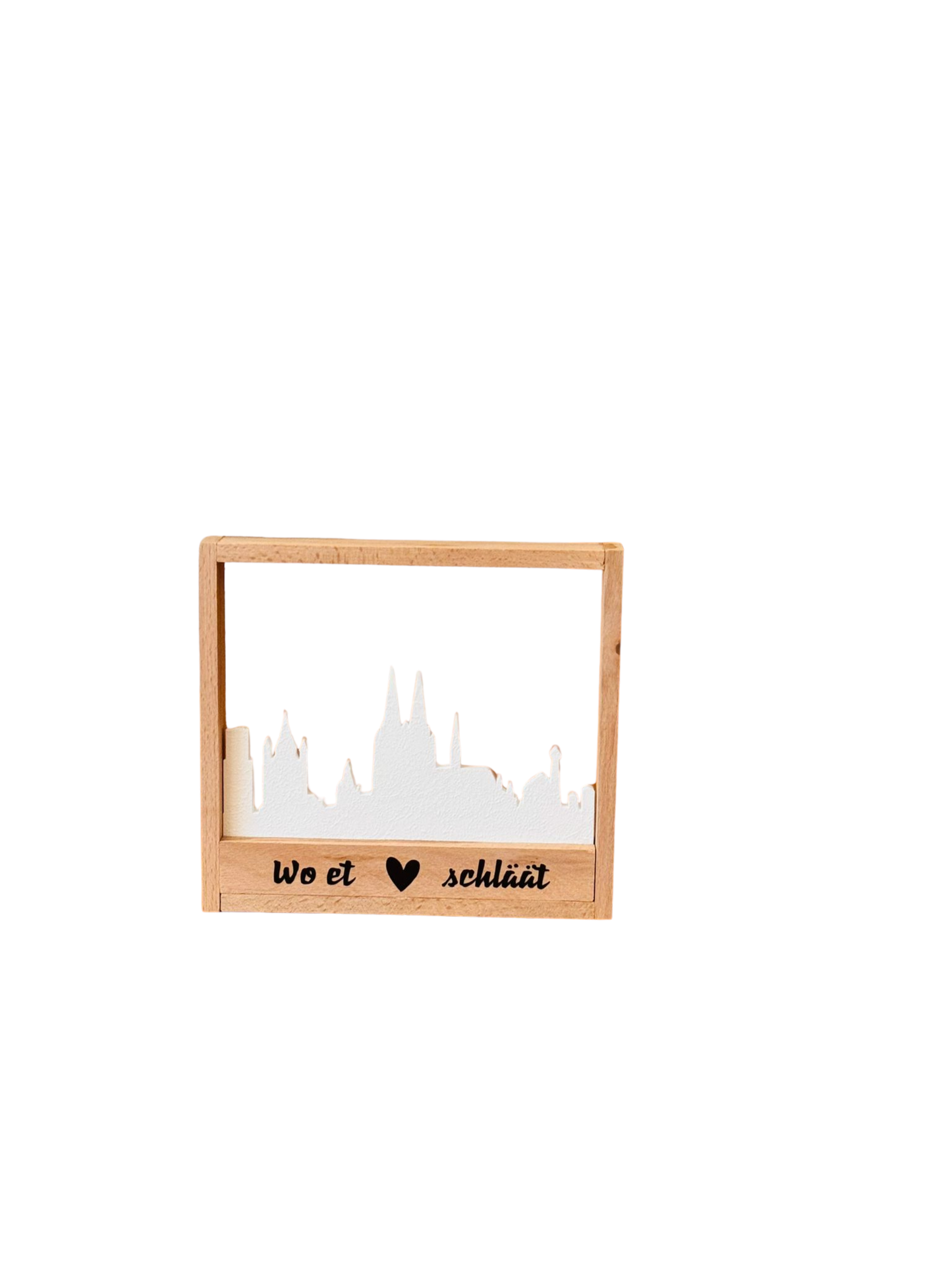 Kölner Skyline im Holzrahmen – „Wo et Hätz schläät“