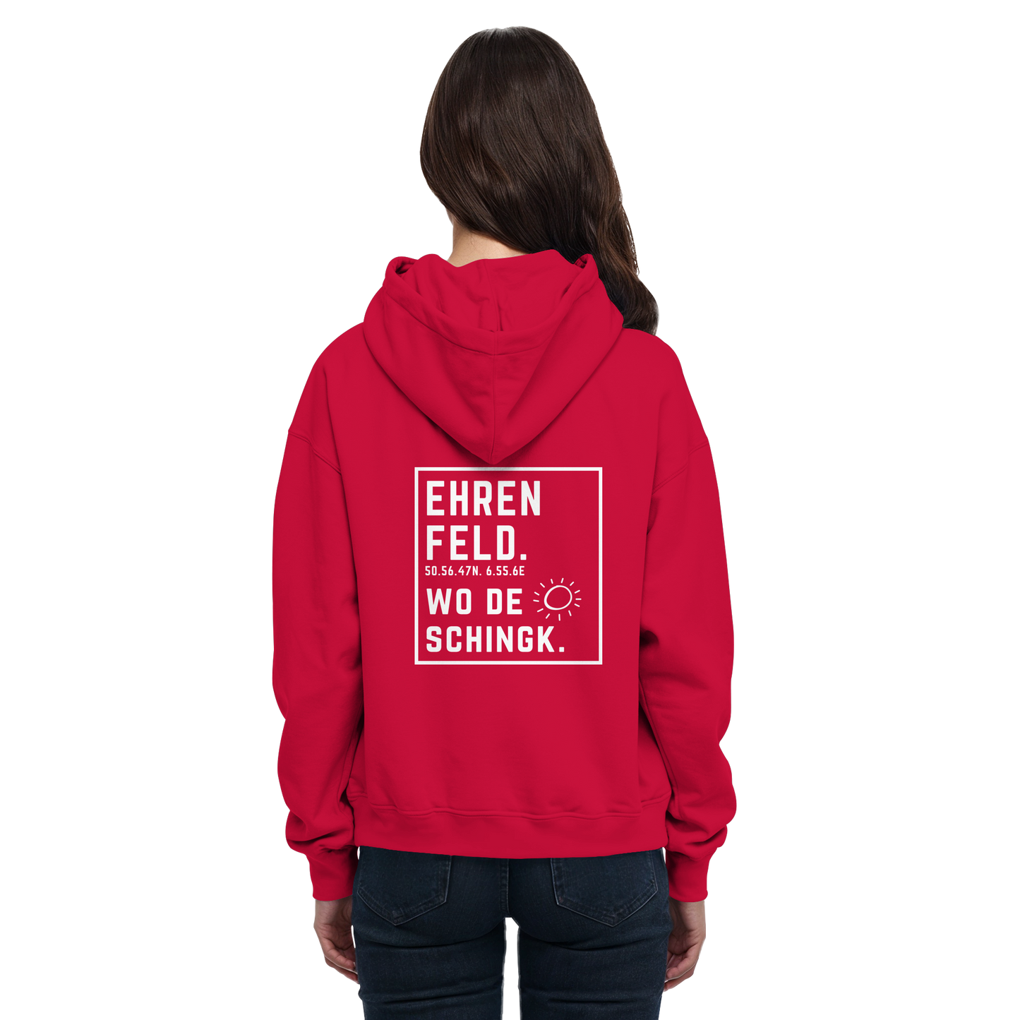 Wo de Sonn schingk - Ehrenfeld Druck Rücken  - Basic Unisex Hoodie