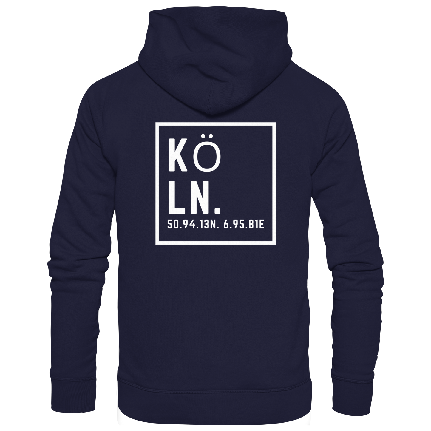 Köln Koordinaten (großer Druck auf dem Rücken) - Basic Unisex Hoodie