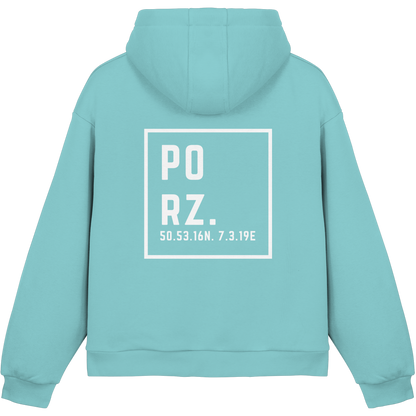 Porz Koordinaten (großer Druck Rücken) - Fluffy Boxcut Hoodie