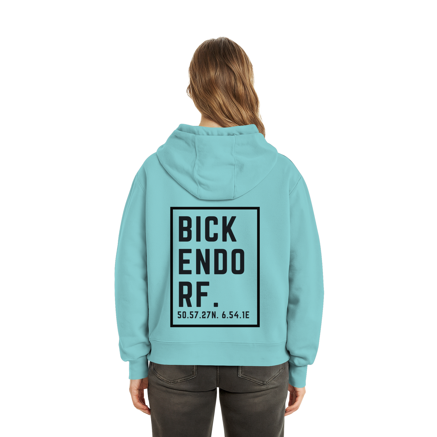 Bickendorf Koordinaten (großer Druck Rücken) - Fluffy Boxcut Hoodie