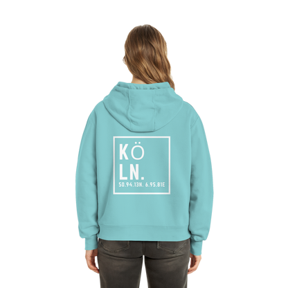 Köln Koordinaten (großer Druck auf dem Rücken) - Fluffy Boxcut Hoodie