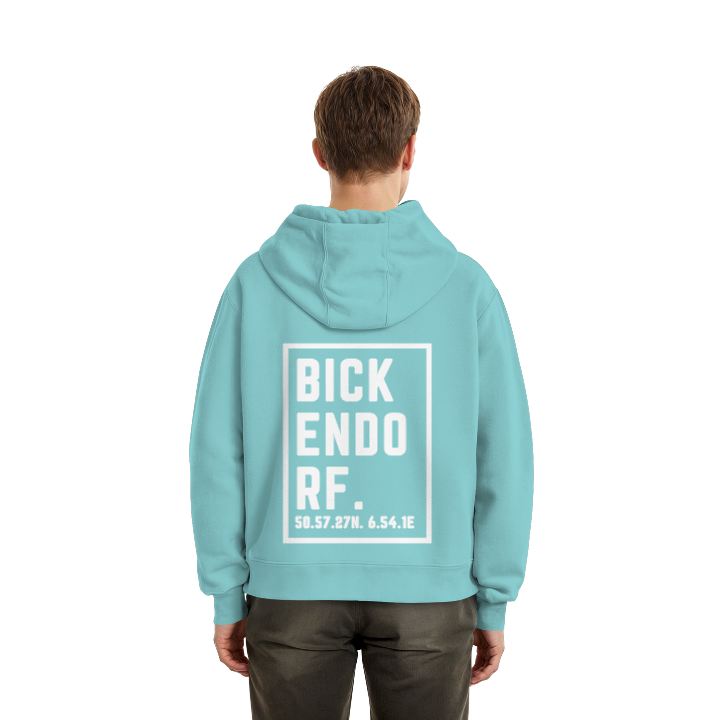 Bickendorf Koordinaten (großer Druck auf dem Rücken) - Fluffy Boxcut Hoodie