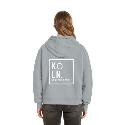 Köln Koordinaten (großer Druck auf dem Rücken) - Fluffy Boxcut Hoodie