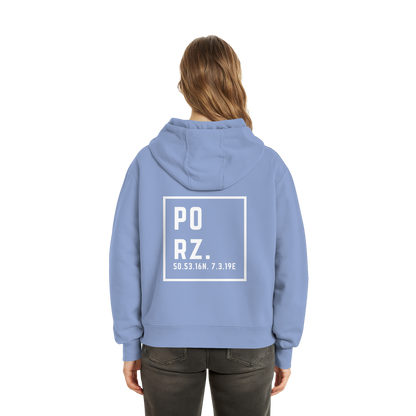 Porz Koordinaten (großer Druck Rücken) - Fluffy Boxcut Hoodie