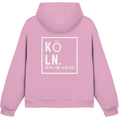 Köln Koordinaten (großer Druck auf dem Rücken) - Fluffy Boxcut Hoodie