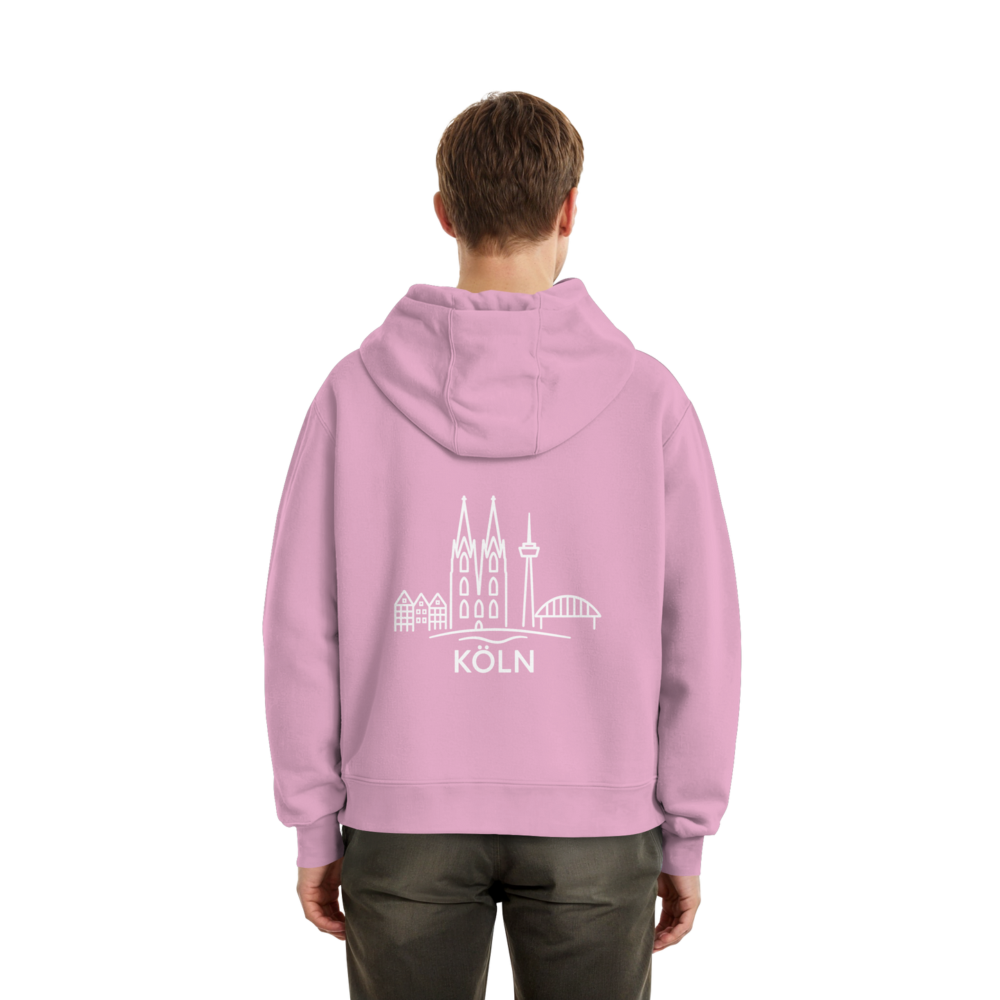 Köln Skyline (großer Druck auf dem Rücken) - Fluffy Boxcut Hoodie