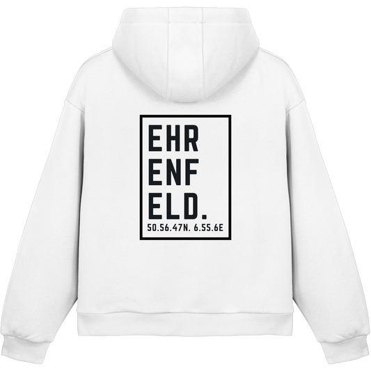 Ehrenfeld Koordinaten (großer Druck auf dem Rücken) - Fluffy Boxcut Hoodie