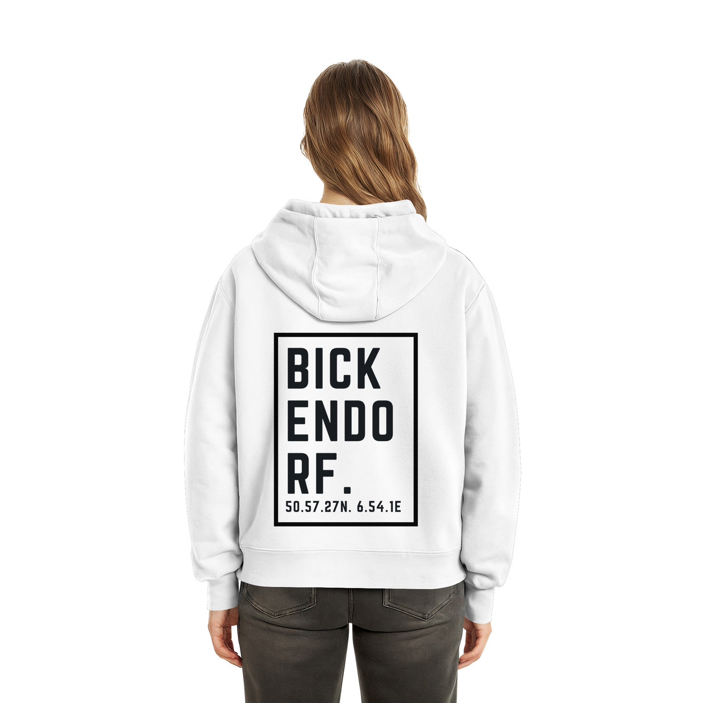 Bickendorf Koordinaten (großer Druck Rücken) - Fluffy Boxcut Hoodie