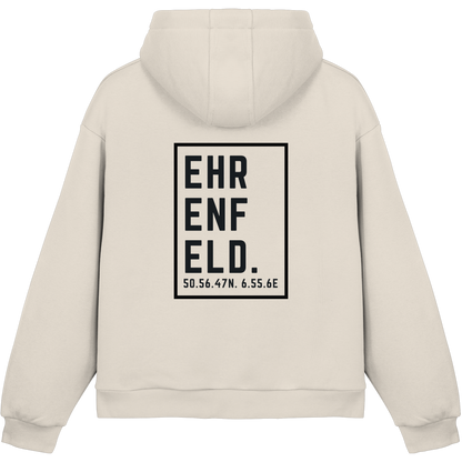 Ehrenfeld Koordinaten (großer Druck auf dem Rücken) - Fluffy Boxcut Hoodie